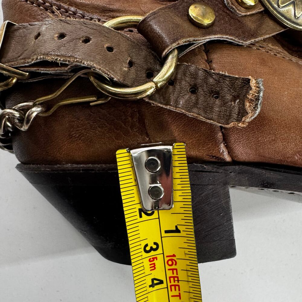 Vtg Dingo Boots Women Size 6.5 Olivia Slouch Chain Harness Concho Brown Leather - Picture 8 of 9